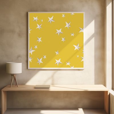 Festive winter stars  golden yellow pattern