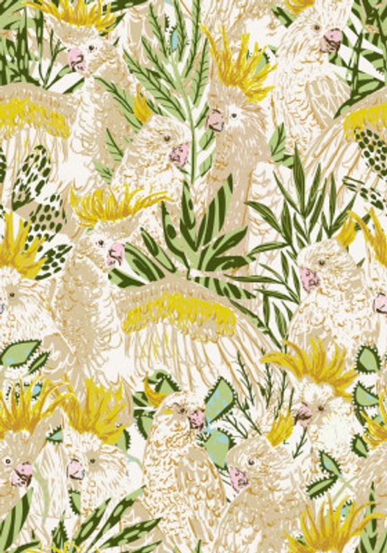 Tropical lounge Cockatoos pattern