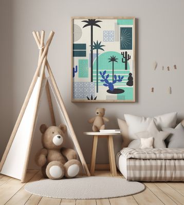 Palm Springs Geometric Escape Ocean Blue