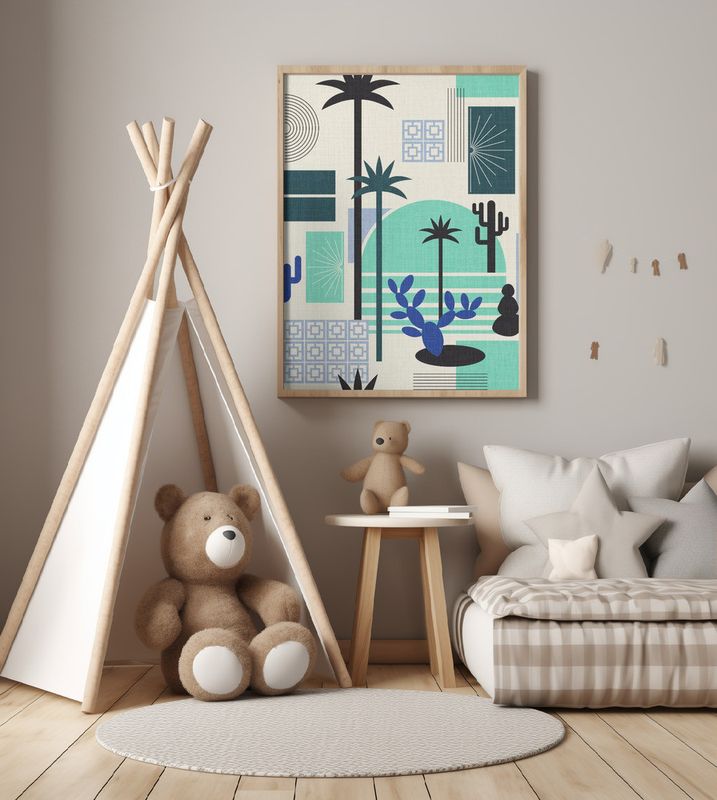Palm Springs Geometric Escape Ocean Blue