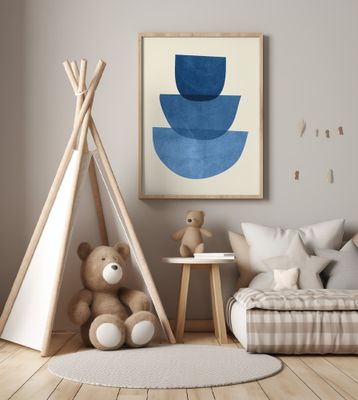 Geometric Abstract Shapes Blue