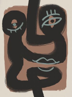 Abstract Black Portrait Pair