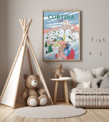 Travel Poster Woman in Cortina, Italy