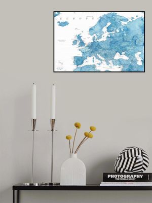 Blue detailed map of Europe