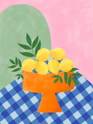 Yellow Lemons with Green Leaves