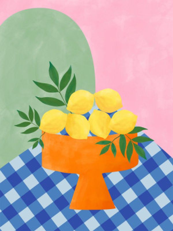 Yellow Lemons with Green Leaves