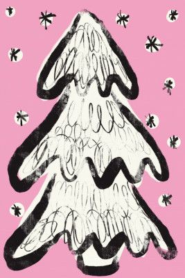 Christmas Tree And Snow Pink
