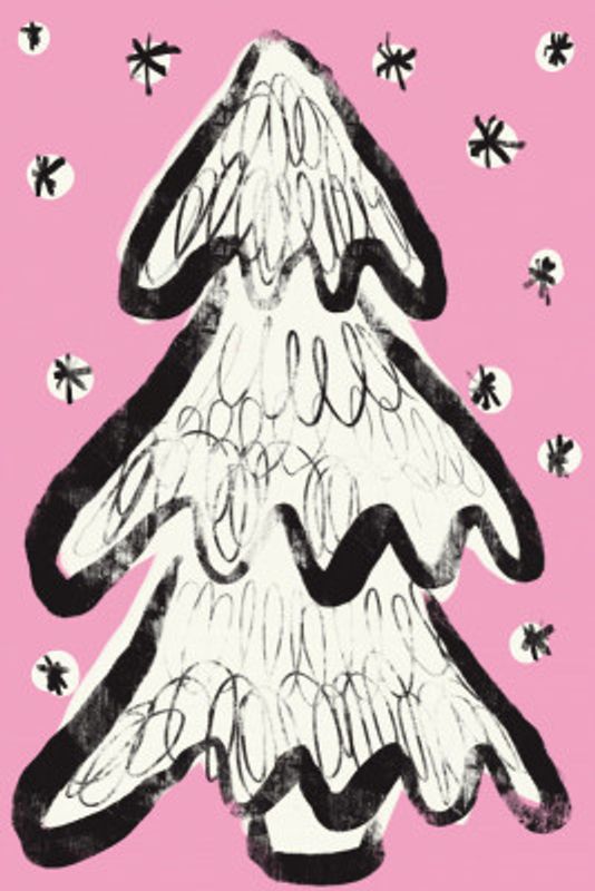 Christmas Tree And Snow Pink