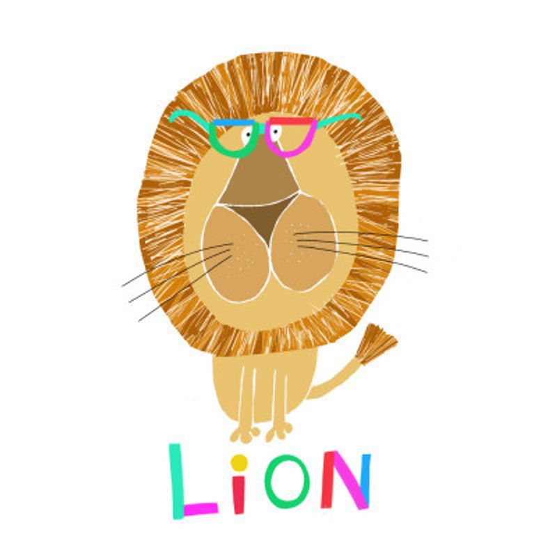 Funny Lion Wearing Glasses by Artist Carla Daly