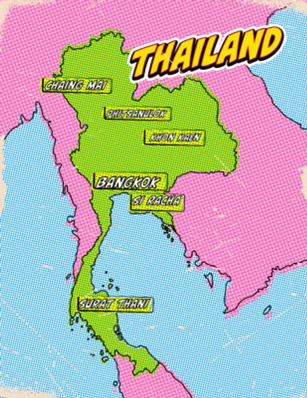 Thailand Vintage Pop Art Map