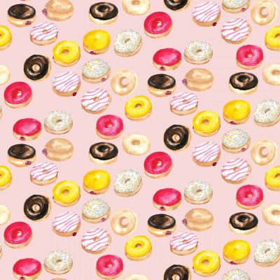 Watercolor donuts pattern in pink