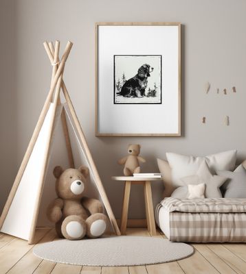 Winter Scenes: Holiday Dog With Light Green Background 1