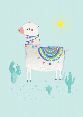 Hand painted Sunshine Llama Boho Kids &amp; baby nursery