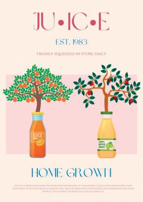 Orange and Apple Trees with Juice Bottles