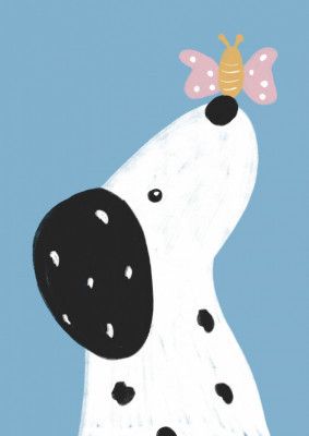 Dalmatian with a butterfly