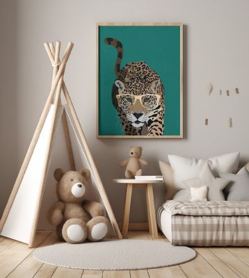 Curious green leopard