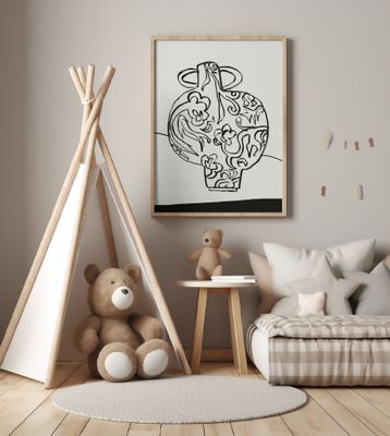 Black and White Floral Vase