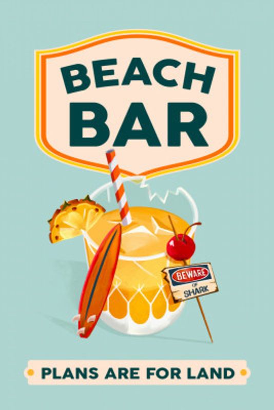 Beach Bar Summer Tropical Cocktail Bar Art