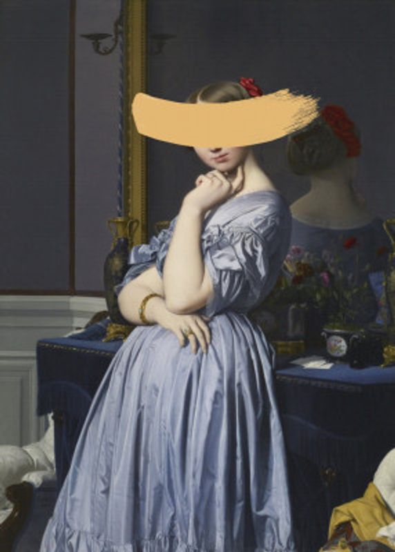 Classic Oil Painting and Yellow Splash