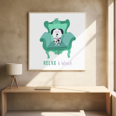 Relax and Woof! Cute Black and White Dog Sitting on Armchair