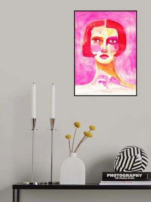 Lady with Bob haircut Hot Pink