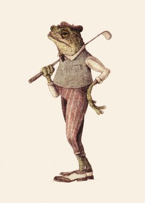 Frog In Vintage Golf Attire