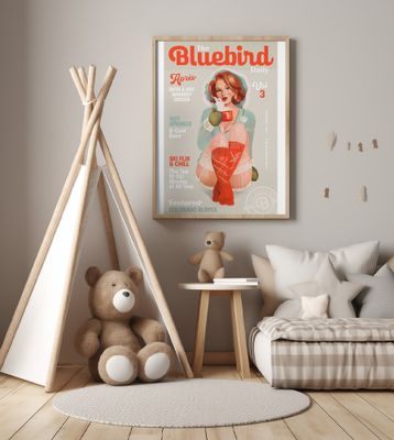 The Bluebird Daily Vintage Pin Up Ski Art