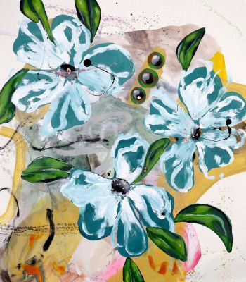 Bold Blue and Green Flowers