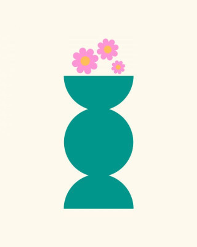 Geometric Pot &amp; Flowers