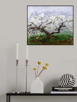 Blossoming Tree With Delicate White Flowers