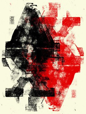 Geometric Shapes in Black and Red Hues