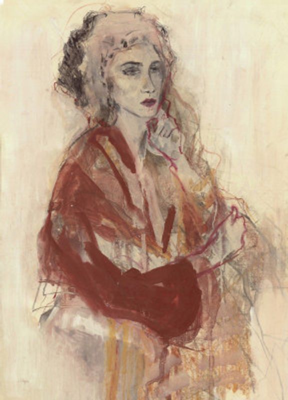 Contemplative Woman In Warm Red Tones