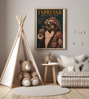 Art Deco Espresso Martini Drinking Sloth