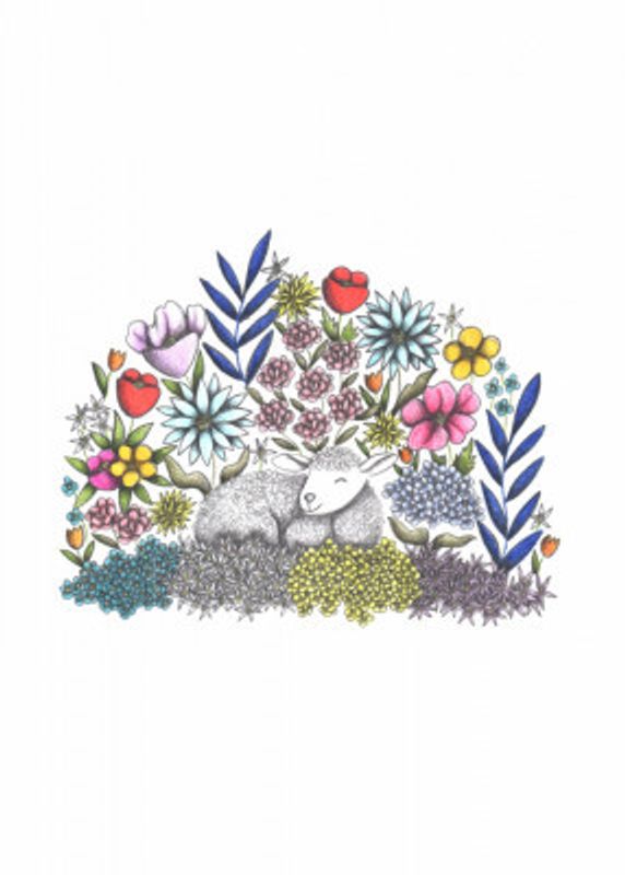 Lamb in the midst of Flowers