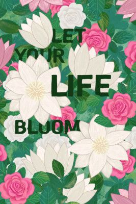 Roses and Lotuses with lush green leaves