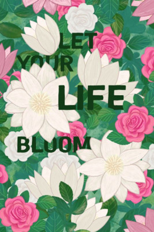 Roses and Lotuses with lush green leaves