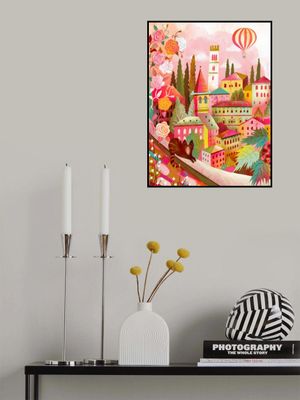 Italian Village With Cat On Wall