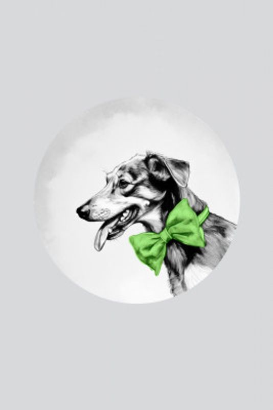 Winter Scenes: Holiday Dog With Green Neck Bow Tie 1