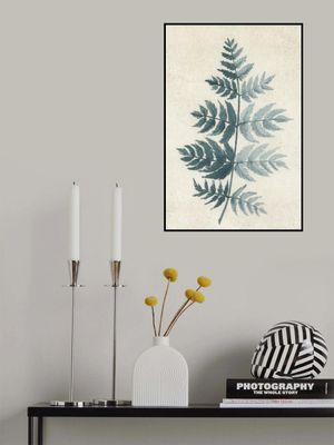 Teal watercolor fern 4