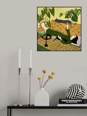 Cat Lady on Couch having a date