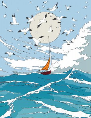 Seascape and Seagulls