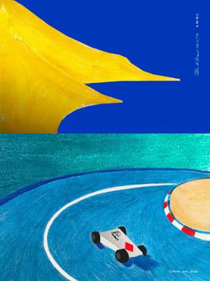 Monaco Grand Prix, Race Car On The French Riviera Overlooking The Mediterranean Sea