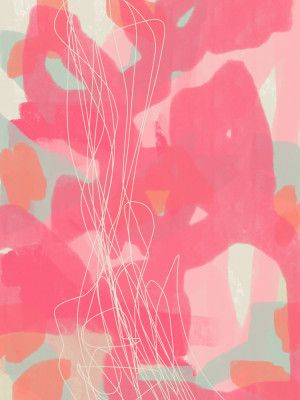 Abstract Painting. White, pink , orange brush strokes.