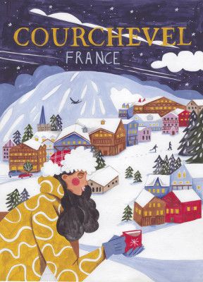 Travel Poster woman in France, Courchevel