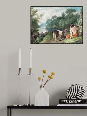 Shepherdess With Goats In a Landscape With a Lake