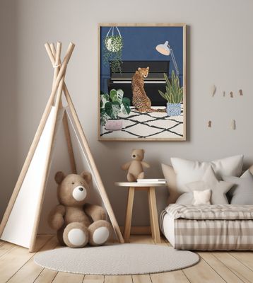 Cheetah playing piano