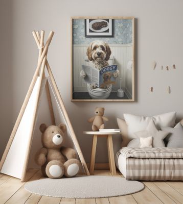 Cockapoo In the Bathroom