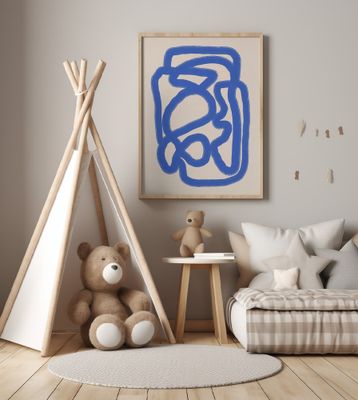 Line art in cobalt blue 04