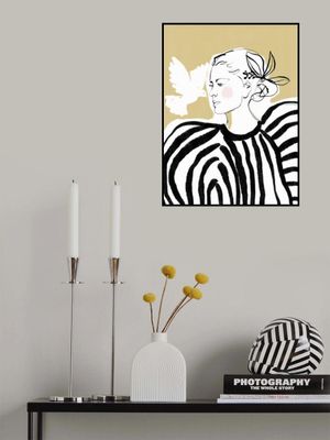Woman Profile with a Zebra Stripe Pattern