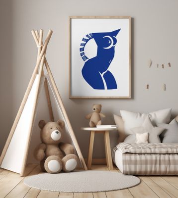 Blue Abstract Owl